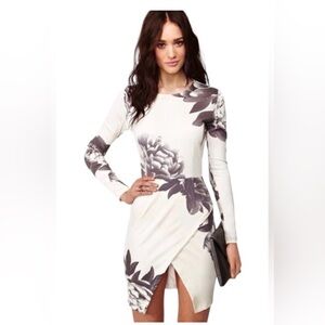 Maurie & Eve Madison Floral Wrap Dress Gray Bloom Ivory - NWOT